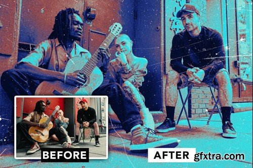 Blue Gradient Map Grain Photo Effect 5BRVW4N Blue Gradient Map Grain Photo Effect 5BRVW4N