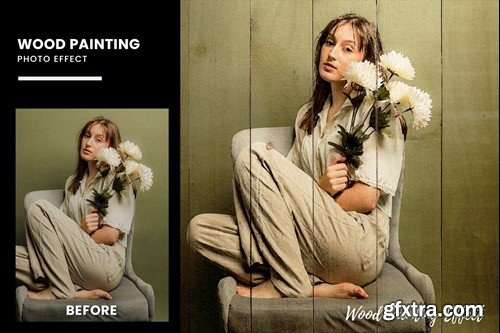 Wood Painting Photo Effect BAB7GK7 Wood Painting Photo Effect BAB7GK7