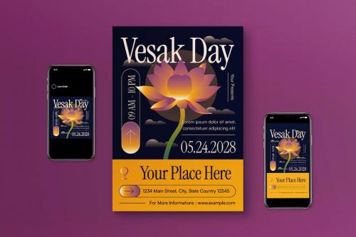 Blue Yellow Y2K Evolved Vesak Day Flyer Set