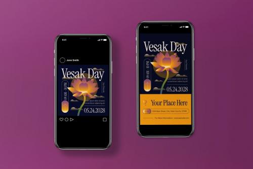 Blue Yellow Y2K Evolved Vesak Day Flyer Set