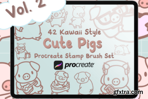 Cute Pigs Vol. 2 Procreate Stamp Brushes Cute Pigs Vol. 2 Procreate Stamp Brushes