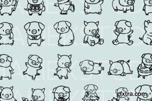 Cute Pigs Vol. 2 Procreate Stamp Brushes Cute Pigs Vol. 2 Procreate Stamp Brushes