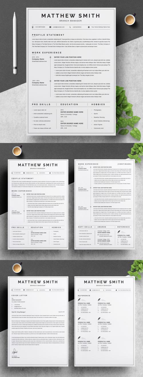 Minimal Resume, Cover Letter and Reference Page Set - 392091086