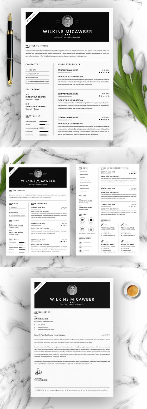 Black and White Resume and Cover Letter Layout - 392091096