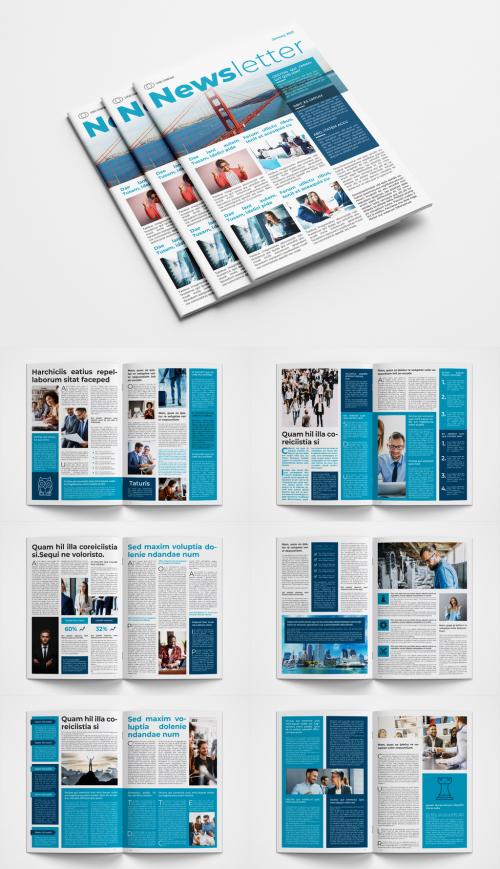Newsletter Layout with Blue Accents - 392950343