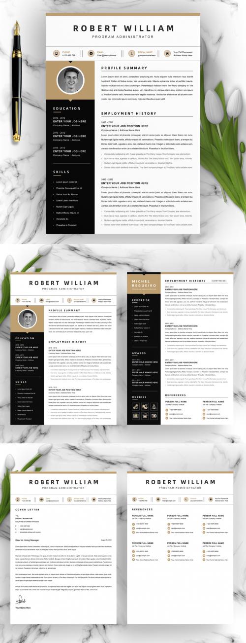 Clean and Professional Resume CV Layout with Photo - 393158709
