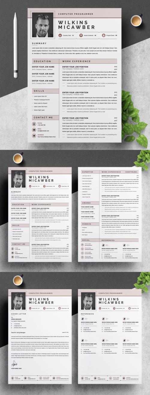 Modern Resume Layout with Photo - 393158940