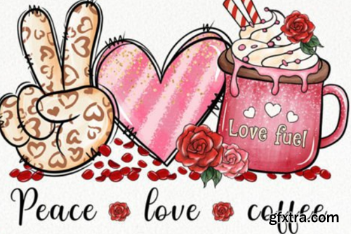 Coffee Valentine's Day PNG Bundle Coffee Valentine's Day PNG Bundle
