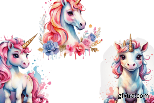 Unicorn and Flowers 3D Clipart Unicorn and Flowers 3D Clipart
