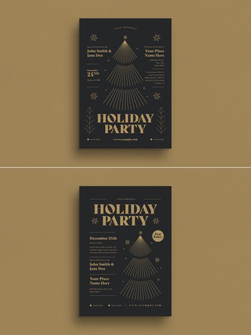 Holiday Gold Christmas Event Flyer Layout - 397068980