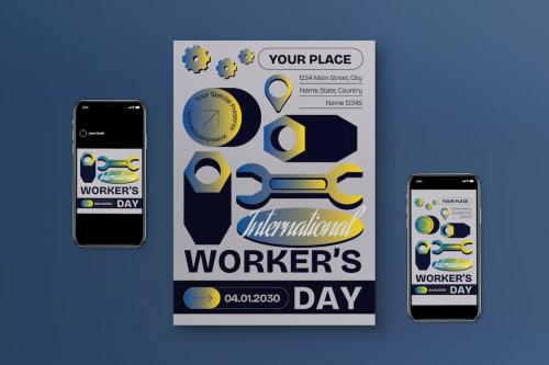 Yellow International Worker's Day Flyer Set