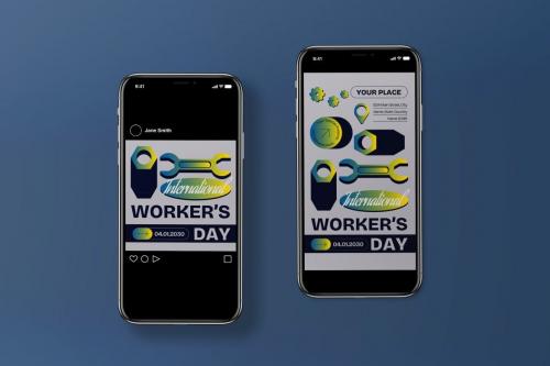 Yellow International Worker's Day Flyer Set