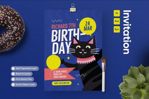 Cat Birthday - Invitation