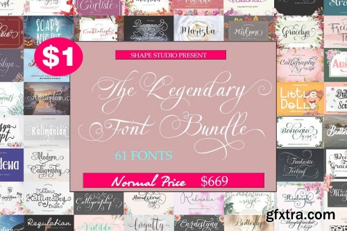 The Legendary Font Bundle - 61 Premium Fonts