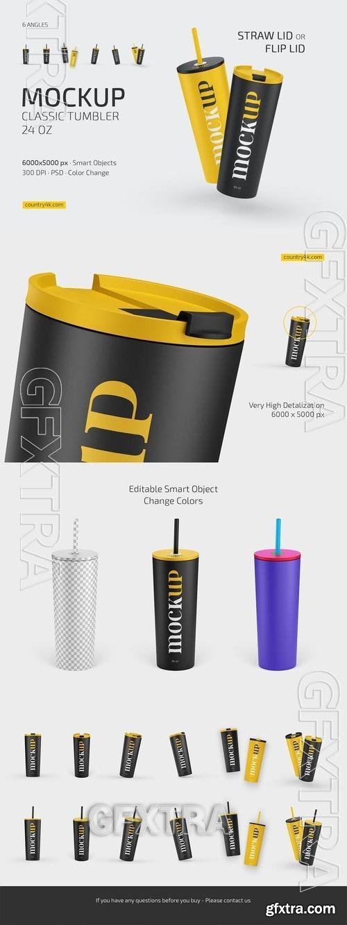Straw/Flip Lid Tumbler 24 oz Mockup MEPGJ9D