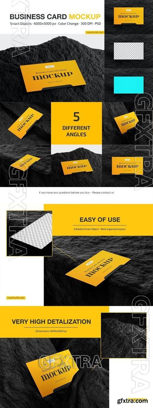 Business Card with Rock Mockup Set 7K7DJQL