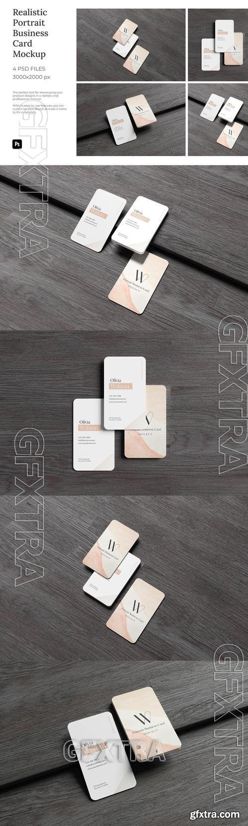 Realistic Portrait Business Card Mockup LCV6D98 Realistic Portrait Business Card Mockup LCV6D98