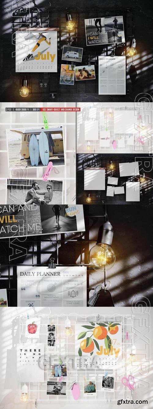 Wire Wall Metal Moodboard Mockup HCV38AU