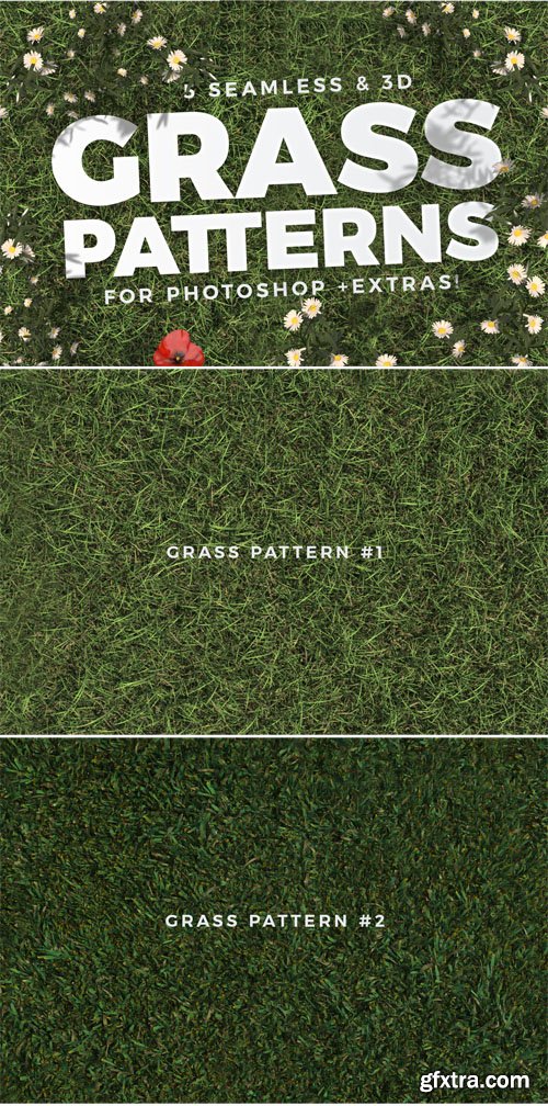 3D Seamless Grass Patterns & Textures for Photoshop