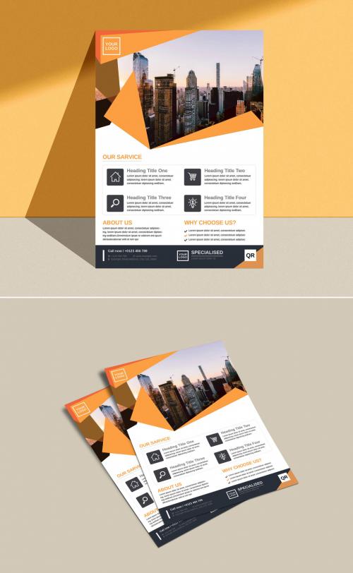 Business Flyer Layout with Orange Accents - 410494943