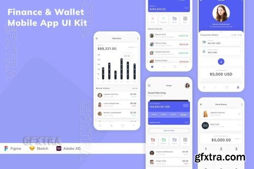 Finance & Wallet Mobile App UI Kit Y32GFK8