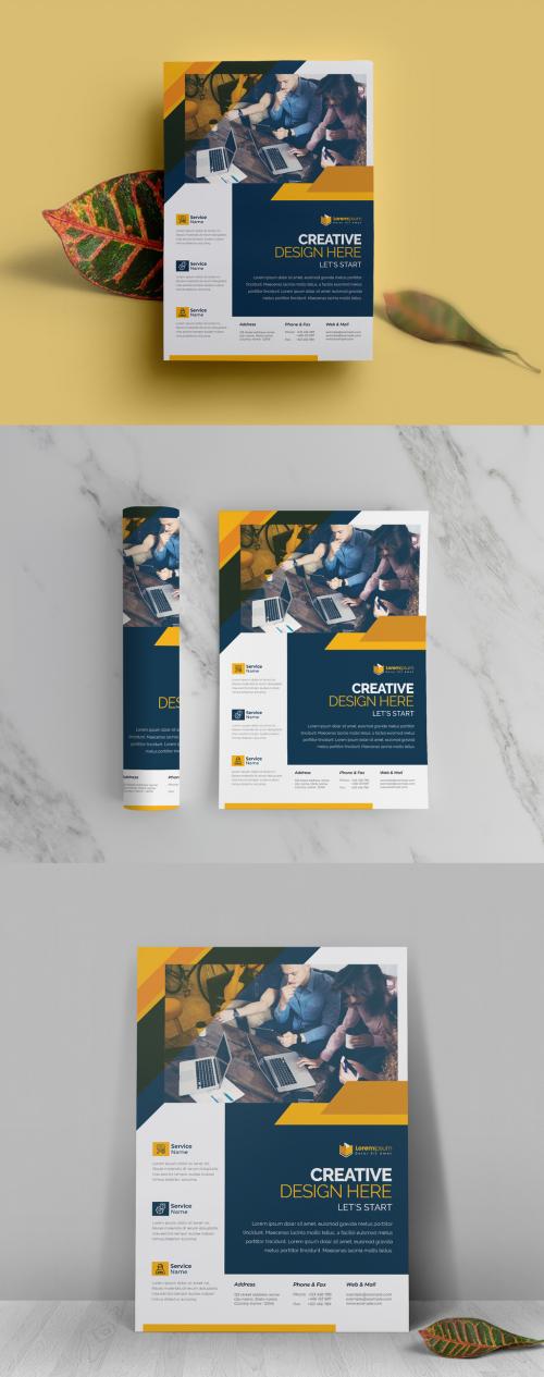 Corporate Flyer Layout with Yellow Accents - 416795149
