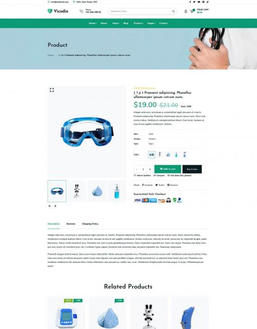 Vicodin - Medical eCommerce Store Figma Template