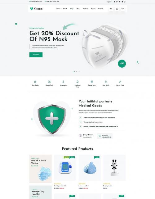 Vicodin - Medical eCommerce Store Figma Template