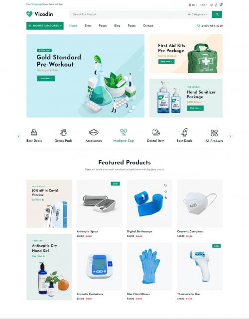 Vicodin - Medical eCommerce Store Figma Template