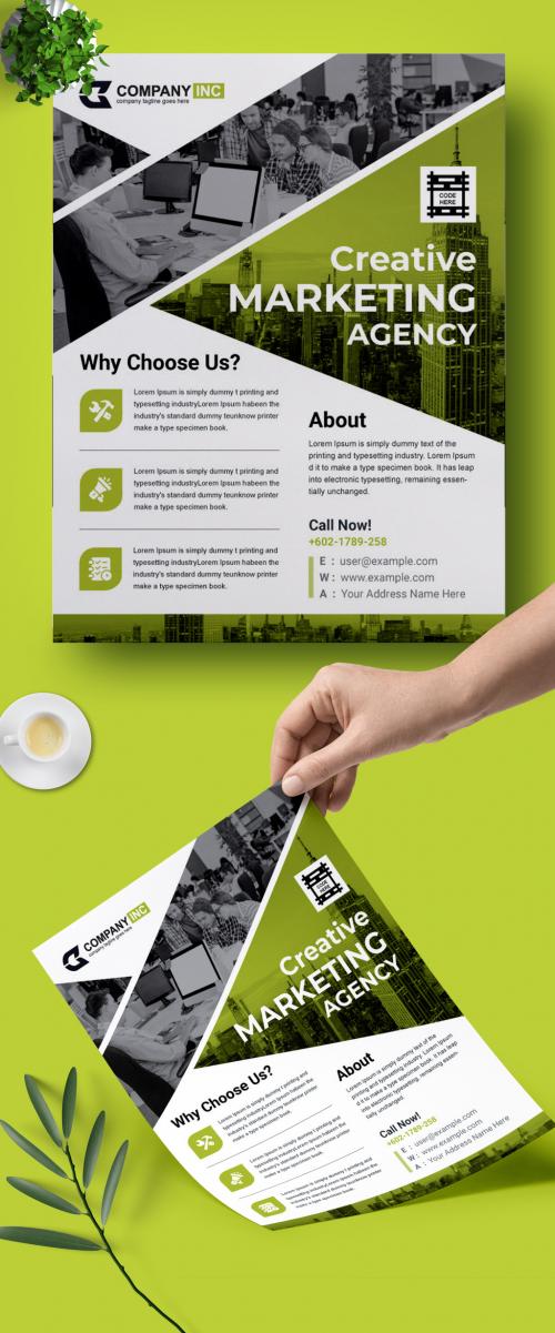 Business Flyer Layout with Green Accents - 426159845