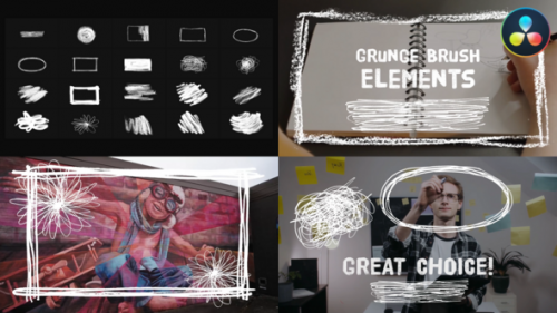 Grunge Brush Elements | DaVinci Resolve - 50711292