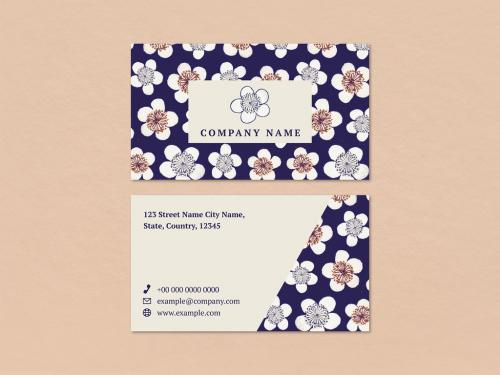 Business Card with Japanese Plum Blossom Pattern  - 434372309