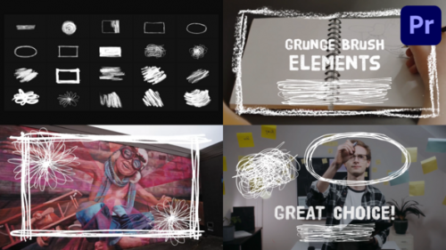 Grunge Brush Elements | Premiere Pro MOGRT - 50755592