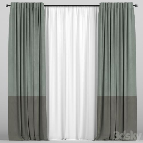 Curtains with tulle in two colors