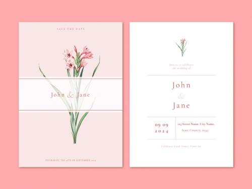 Flower Wedding Invitation Card Layout - 441407758