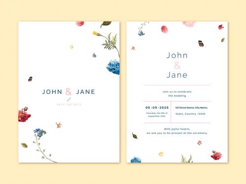 Flower Wedding Invitation Card Template - 441407855