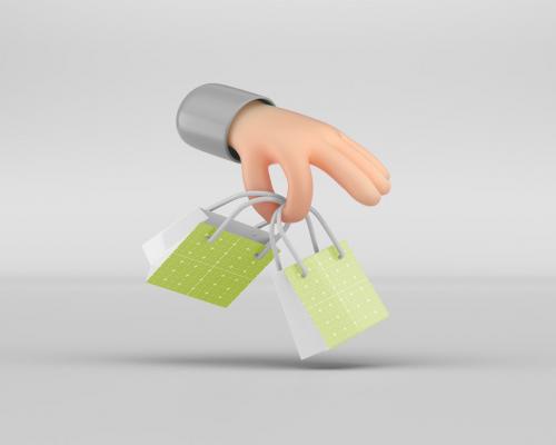 Shopping Bags with Hand Mockup