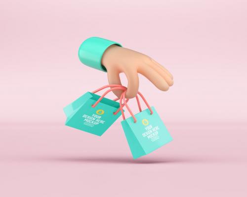 Shopping Bags with Hand Mockup