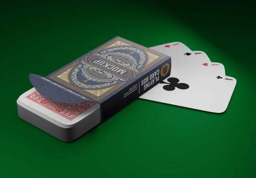Poker Box with Playing Cards Mockup
