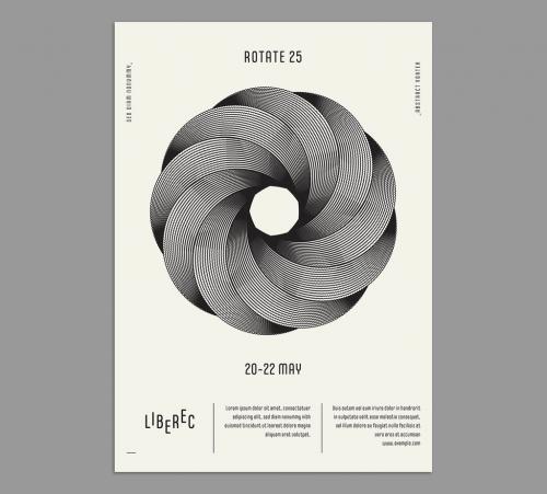 Abstract Modern Black and White Flower Design Poster Layout - 445642811