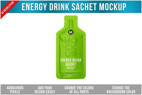 Energy Drink Sachet Mockup