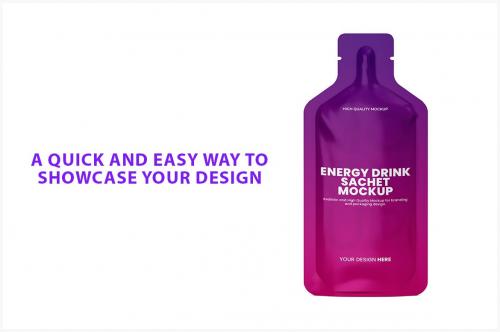Energy Drink Sachet Mockup