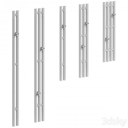 Vertical, narrow heated towel rails. 5 items