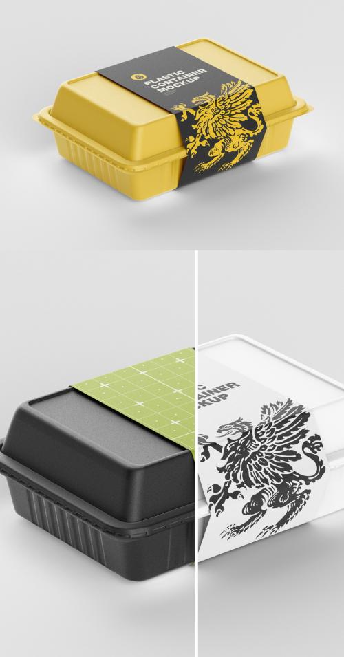 Plastic Container with Paper Label Mockup - 450203361