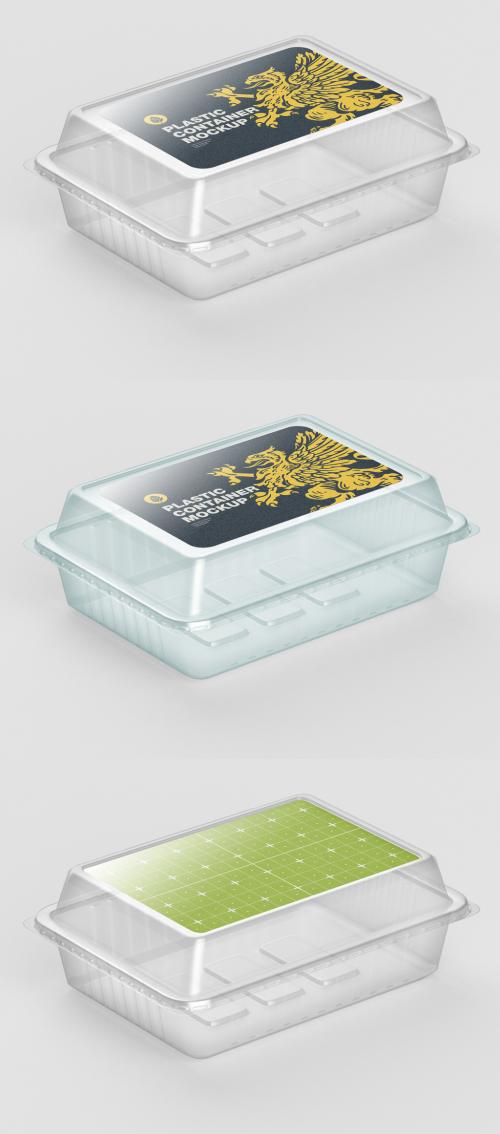 Plastic Container with Sticker Label Mockup - 450203387
