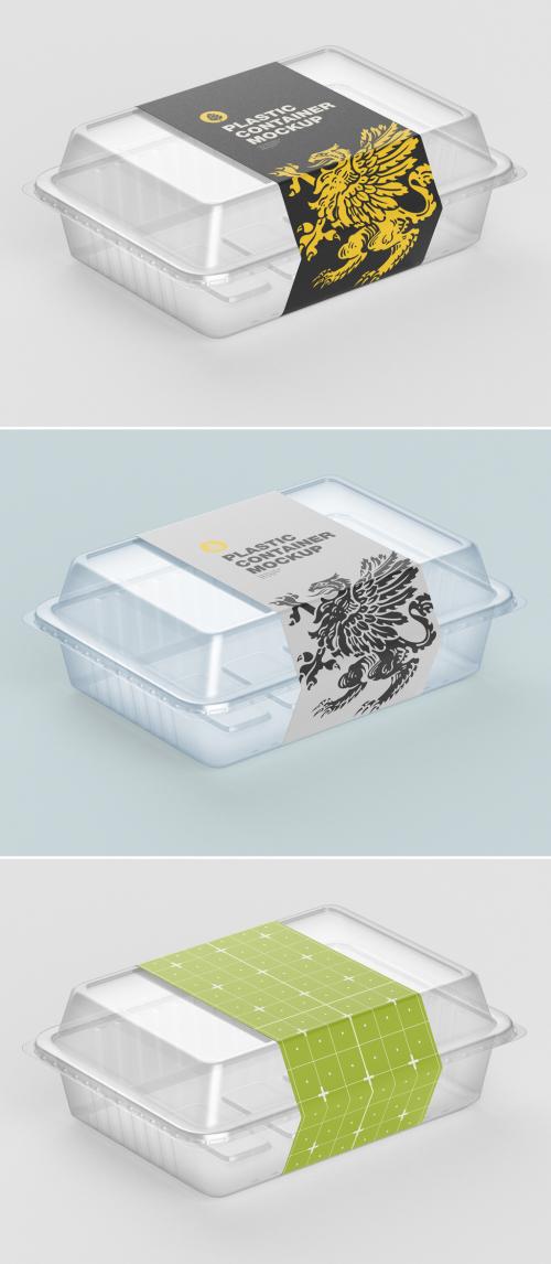 Transparent Plastic Container with Paper Label Mockup - 450203408