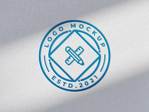 Blue Paper Pressed Logo Mockup - 450206440