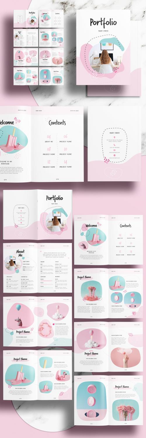 Minimalist Pink Portfolio Brochure Layout - 450530624