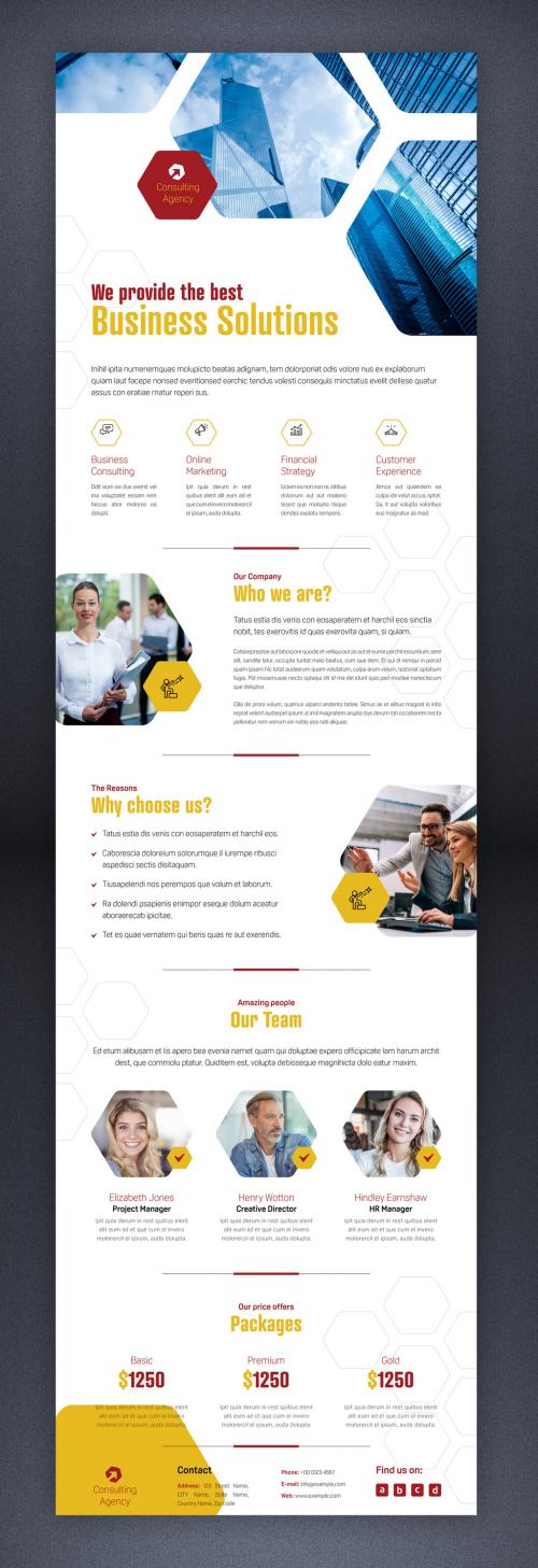 Business Promotion Email Newsletter with Red and Yellow Accents - 451617330