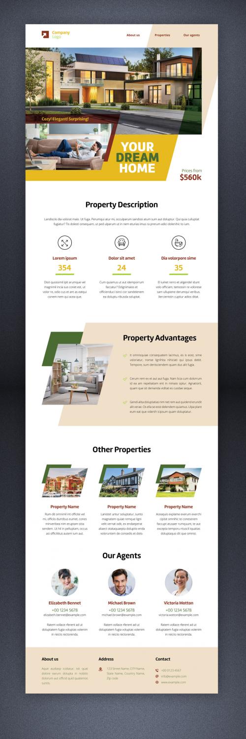 Real Estate Newsletter with Yellow and Green Accents - 451617335